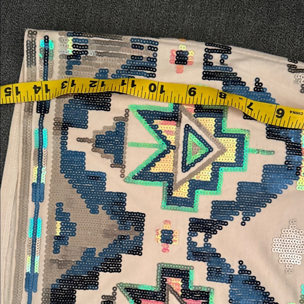 Express Sequin Geometric Pattern Skirt - Multicol… - image 4